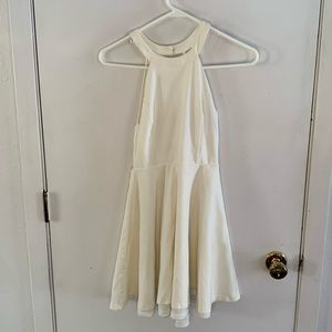 Lulu's ivory high neck open back skater skirt dress Size Medium